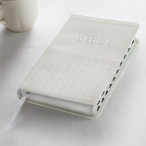 KJV Holy Bible King James Version White Faux Leather Thumb Indexed Edition NEW - Picture 1 of 6
