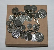 Silpada Sterling Silver Oxidized Roman Coin Cha-Cha Charm Bracelet B1624