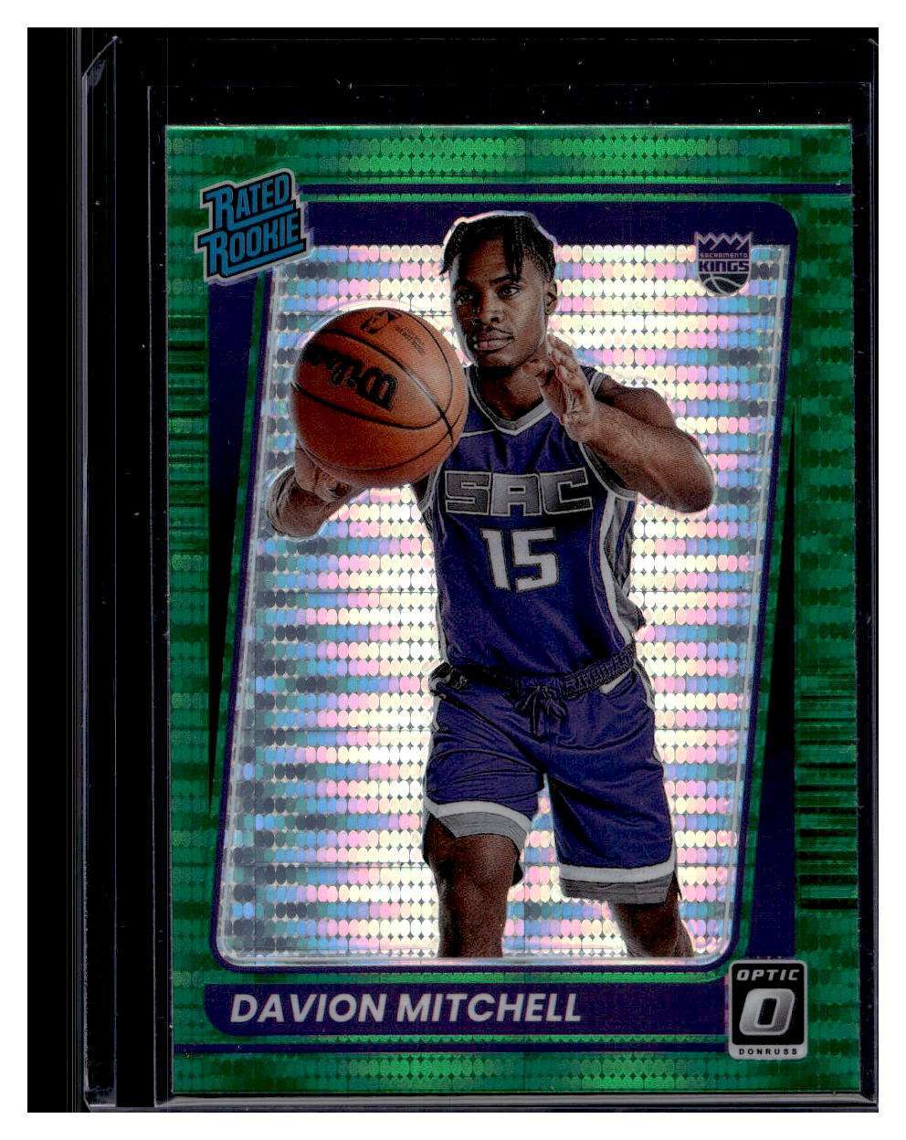 2021-22 Panini Donruss Optic Green Pulsar Prizm #155 Davion Mitchell RC (C)