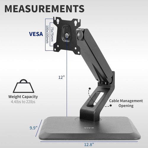 VIVO Premium VESA Single 17 to 32 inch Computer Monitor & Touch Screen Desk Stan - Photo 3/9