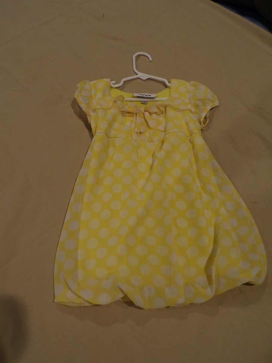 Little Girls Size 4 Amy Buyer Yellow and White Polka Dot Dress | eBay