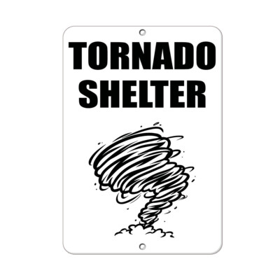 Vertical Metal Sign Multiple Sizes Tornado Shelter with Graphic Hazard Emergency