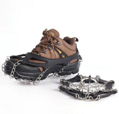 2 Pairs Crampons Ice Cleat Traction Anti slip Snow Spikes Grips For Boots Shoes