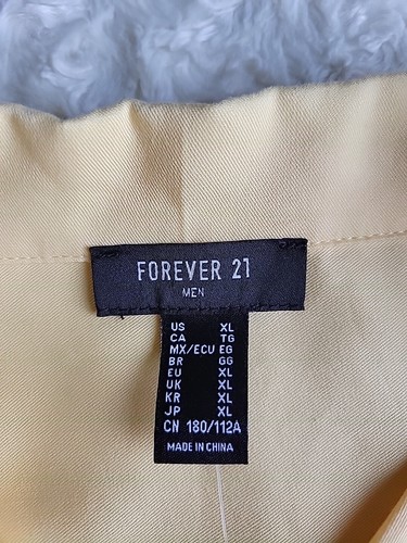 NWT - Forever 21 - Mens Woven Top/Shirt - Short Sleeve, Collared, Yellow | XL - Picture 4 of 9
