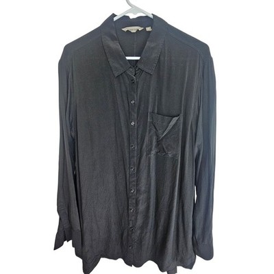 Athleta Womens Silk Blouse Sz L Classic Quiet Luxury Minimalist Capsule Wardrobe