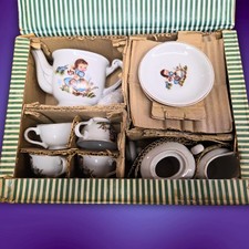 Vintage Porcelain Children's Tea Set With Girl Motif Made In Japan  1086 