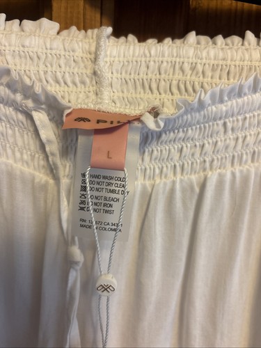 PilyQ Girls Water Lily Colorful Tassel Trim White Cotton Shorts Size Large - Picture 4 of 5