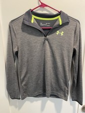 Under Armor 1/4 Zip Youth Medium Pullover Gray Lime Green