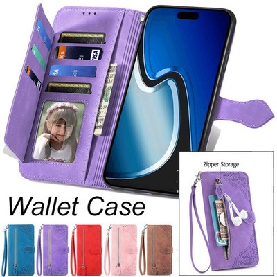 For iPhone 16 16e 15 14 13 12 11 Pro Max Plus Wallet Case Shockproof Flip Cover