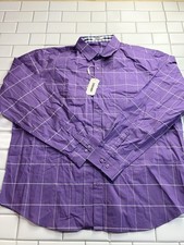 Men  s Coofandy Purple  White Checkered Long Sleeve Work Dress Shirt XXL