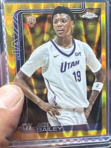 2025 Topps Chrome Basketball RayWave Gold Refractor Ace Bailey #255