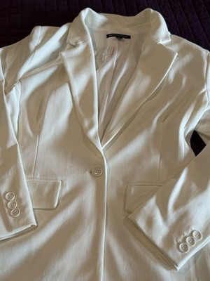 Boston Proper Beyond Travel Classic Boyfriend Blazer @ Pants Size 14 Color Ivory