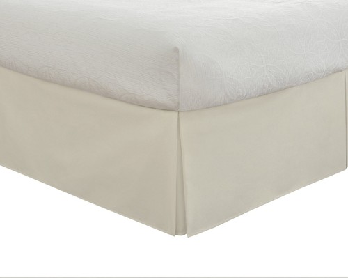 Hotel Tailored Bed Skirt Classic 14" Drop Length Pleated Styling, Full, Ivory