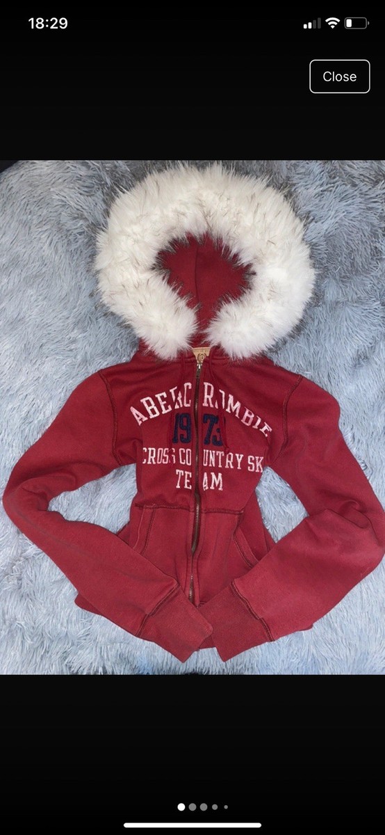 Authentic Abercrombie & Fitch Faux Fur Zip Up Hoodie- Size XS/S