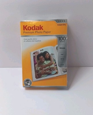 Kodak Premium Photo Paper 4'' x 6'' Instant Dry Gloss 100 Sheets Inkjet Printers
