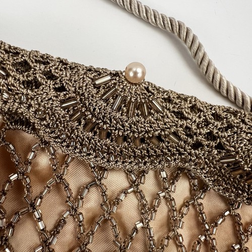 VTG SHARMARK Knot Knots Gold Beaded Mesh Crossbody Bag Evening Out Party Purse - Picture 21 of 24