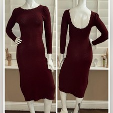 Sezane Thalia Knit Midi Dress Mahogany XS french parisian dainty feminine 