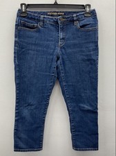 Michael Kors Women's Blue Medium Wash Skinny Ankle Jeans MK Logo Size 6