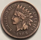 1908 Indian Head Cent BN430 VF XF Details