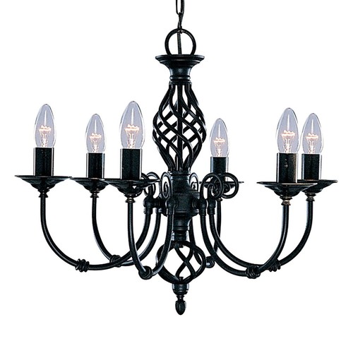Lampadario Industrial-Nordico Zanzibar Acciaio Nero 6 Luci E14 - Foto 1 di 7