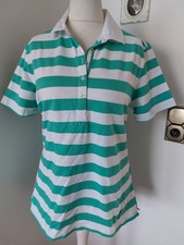 PECKOTT* Polo-shirt Damen Polohemd Gr. 44 Baumwolle/Modal, grün/weiss