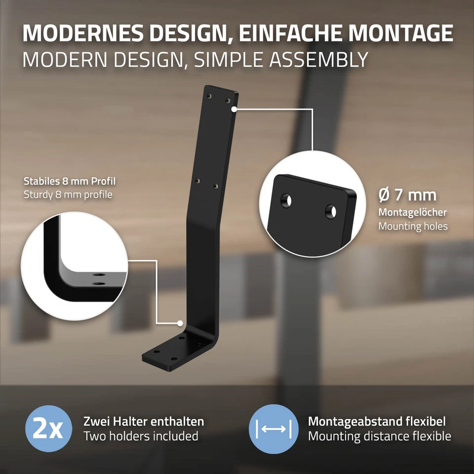 2x Soportes de respaldo para banco piezas de acero en negro perfiles metalicos - Imagen 3 de 4