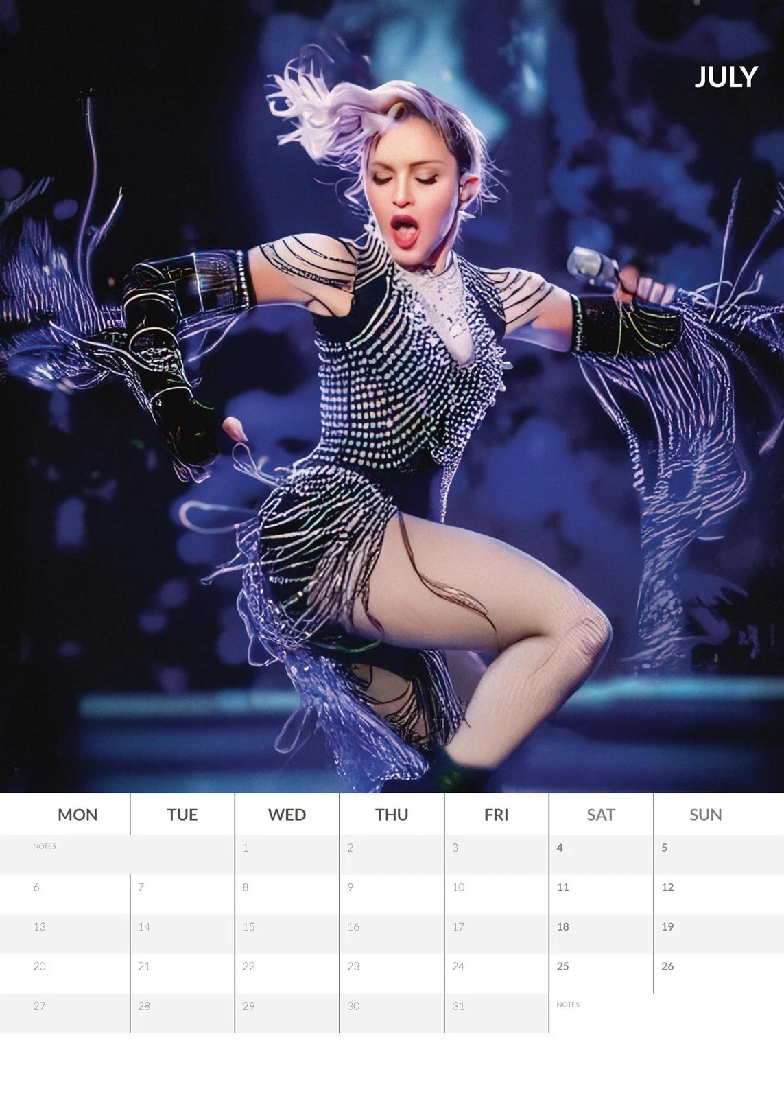 Madonna 2026 Vertical Wall Calendar