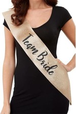 Team Bride Sash Gold Glitter Hen Party Bridal Shower Accessory