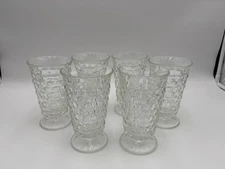 Indiana Whitehall Clear Cubist Footed Iced Tea Water Glass Set Of 6