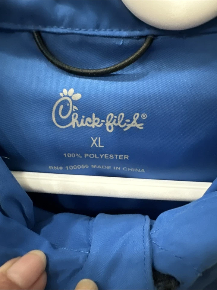 Men’s Chick-Fil-A Employee Blue Hooded Jacket Polyester - Image 3 of 4