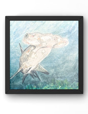 Guajardo Art: Hammerhead Shark 6X6 Original Genuine Silver Wood Panel