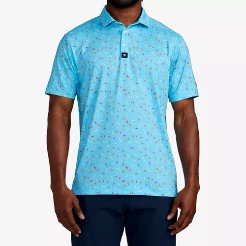 NEW Bad Birdie Men’s Dock Solid Golf Core Polo Small Blue Water Kayak