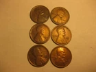 6- coins 1910-S--15-S Lincoln cents /Good or Better Cleaned