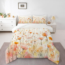 Tie Dye Flower Comforter Set Twin,Watercolor Vibrant Floral Bedding for Kids Boy