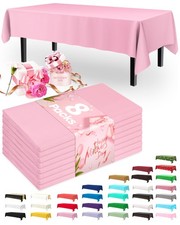 Disposable Plastic Table Cloths 8 Pack, 54x108 Inch, Pink for Parties