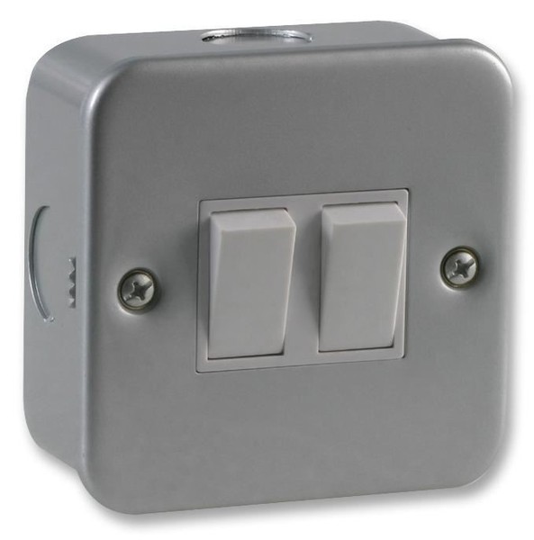 Pro Elec - Metallblende 2-Fach Lichtschalter-image