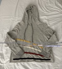 Sundry Women s Gray Striped Terry Pullover Hoodie Raglan Sleeve Size 2