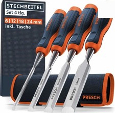 Stechbeitel Set f&uuml;r Holz 4tlg. inkl. Tasche - Fertig geschliffene Stemmeisen