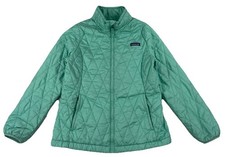 Patagonia Nano Puff Jacket Diamond Quilted Vjosa Green Full Zip Girls XL 14