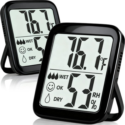 Antonki 2 Pack Room Thermometer for Home, Indoor Hygrometer Humidity Meter Gauge