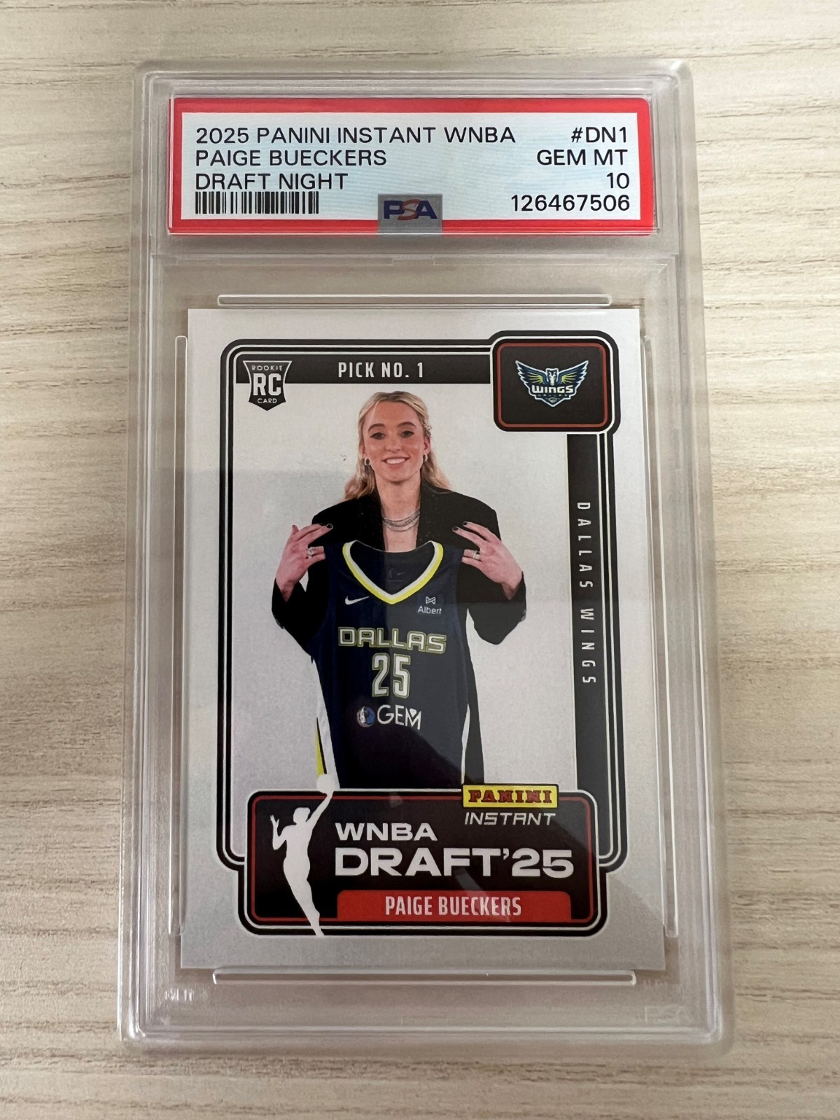 2025 Panini Instant WNBA Draft Night Card #DN1 Paige Bueckers RC Rookie PSA 10