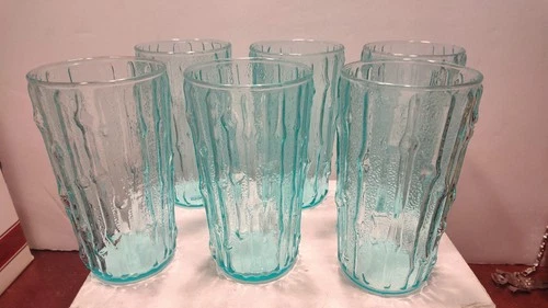 Vintage Set of 6 Anchor Hocking Tahiti Blue 5" 10oz Tumblers