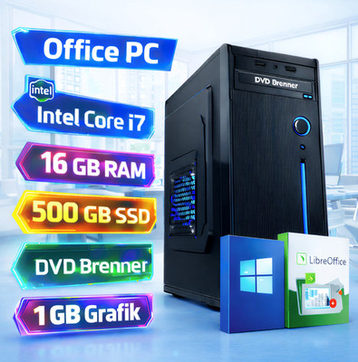 PC Windows  11 Office | Intel i7 4 x 3,9 GHZ MAX  | 16 GB RAM | 500 GB SSD | DVD