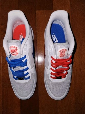 Nike X Clot Lunar Force 1 Fuse Extra Red Blue Laces And Gold Locks Mens US 9.5