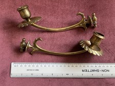 Victorian Brass Piano Candle Sconces Swing Arm, Pair