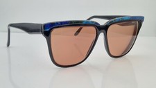 Vintage Ellen Tracy B9-93-3 Black Blue Oval Italy Sunglasses FRAMES ONLY