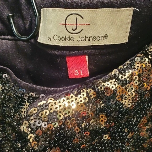 Pantalones al tobillo CJ by Cookie Johnson negros bronce lentejuelas Foto 3 de 4