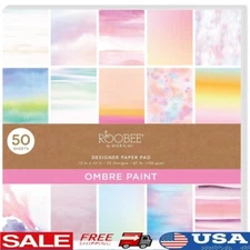 Ombre Scrapbook Paper Pad 50 Sheets 25 Designs Watercolor Cardstock Crafts DIY