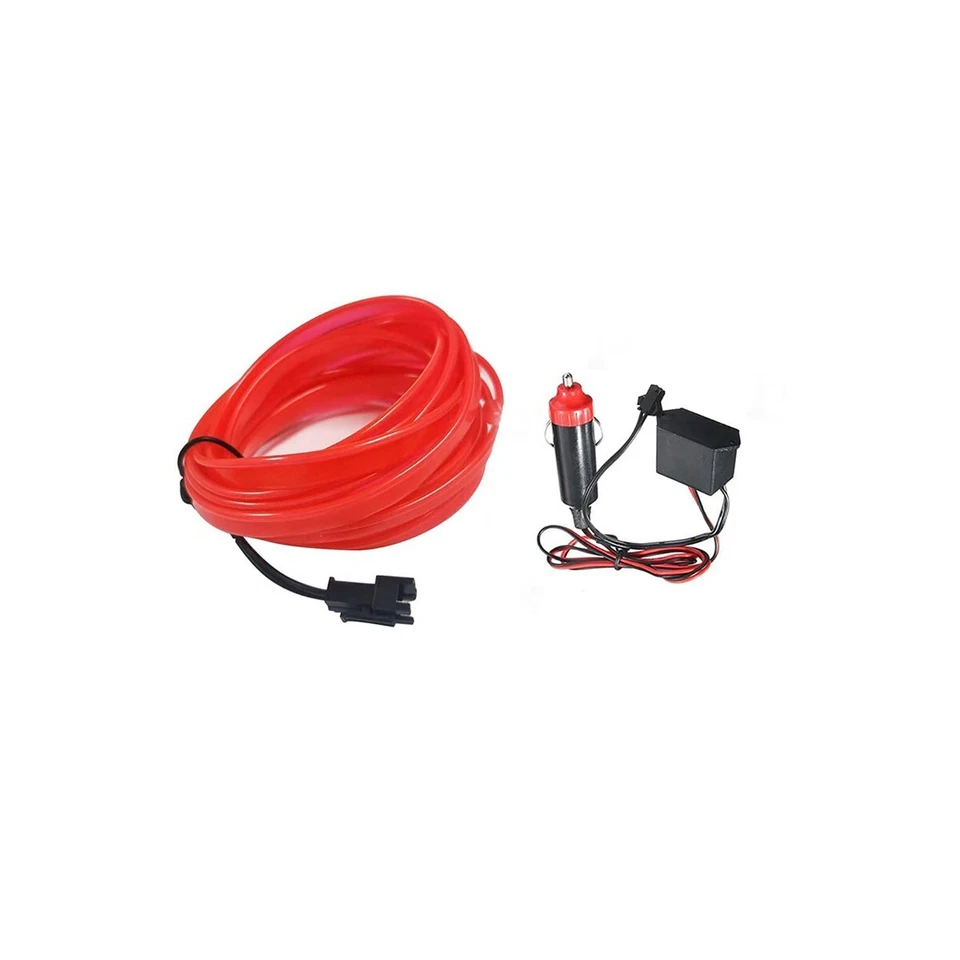 STRISCIA INTERNI LUCE AUTO FIBRA OTTICA 12V DECORAZIONE FILO 3MT ROSSO 36 - Immagine 2 di 3