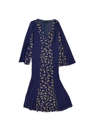 Shein Formal Dress Maxi Woman OXL Blue Mermaid Bodycon Gold Sparkle Split Sleeve